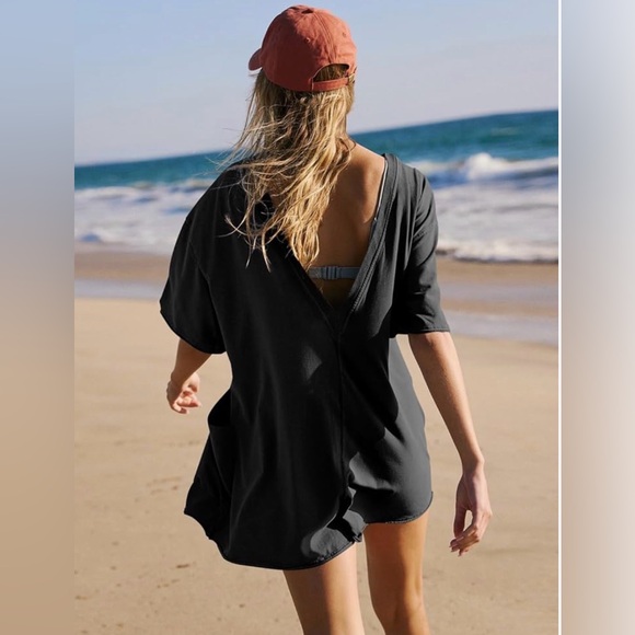 NWT- Free People Hot Shot Tee Romper in Black Size Small - Picture 6 of 12